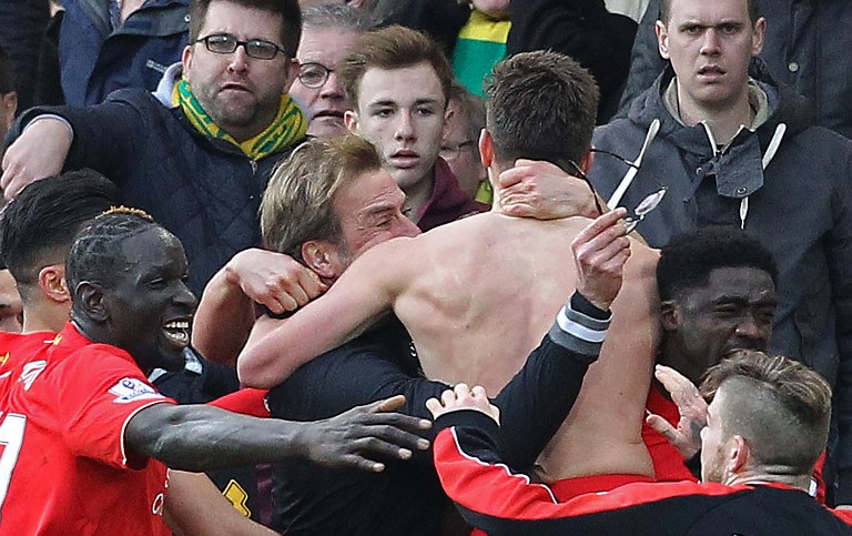 La locura del Liverpool. Gol en el minuto 95 y triunfo de visita. Foto AFP/Parnaby
