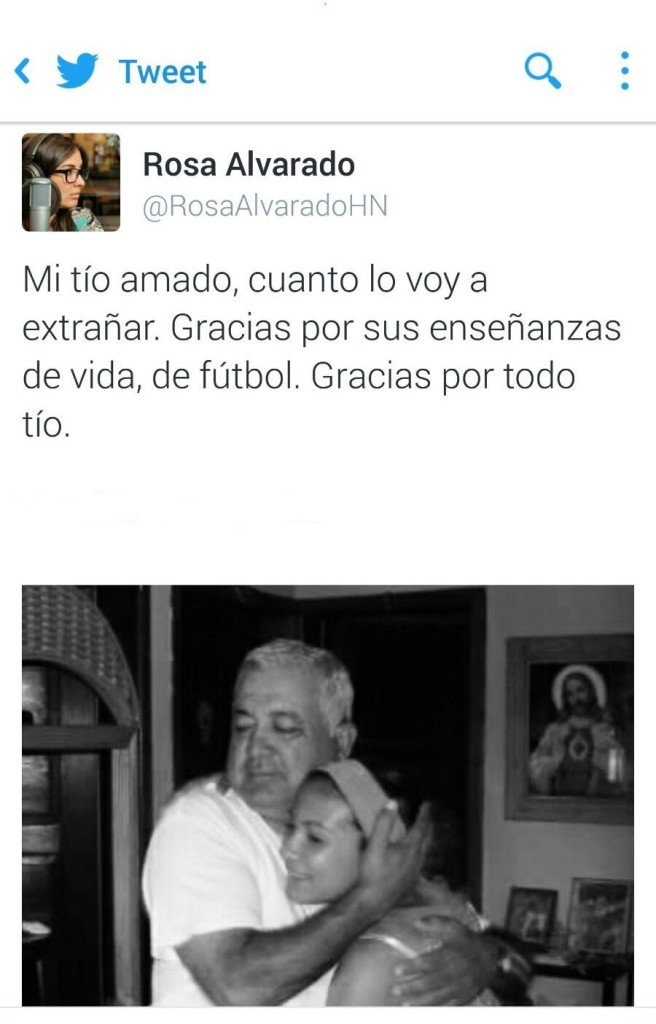 Mensa de Rosa Alvarado, sobrina de goleador rojo.