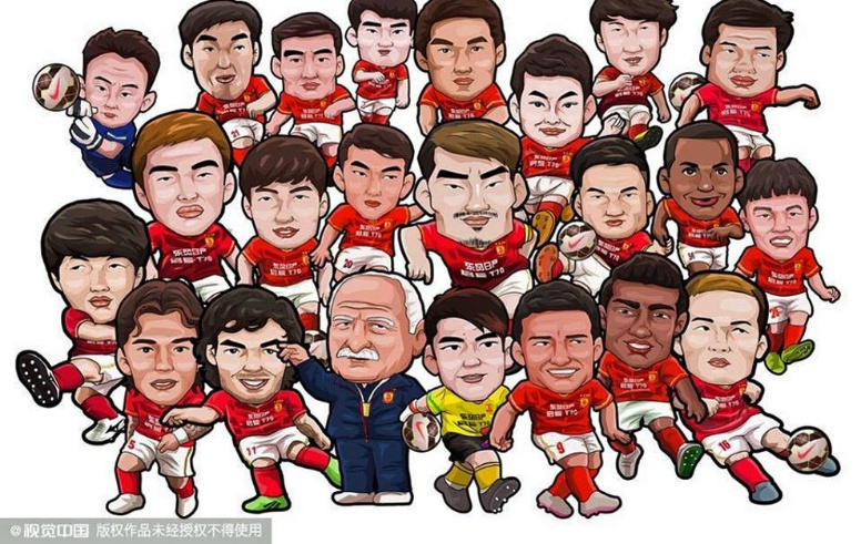 Caricatura de la plantilla del Guangzhou Evergrande