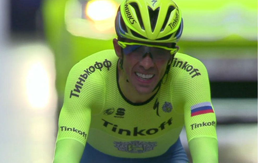 Alberto Contador al terminar la competencia del dia de hoy. Foto EFE