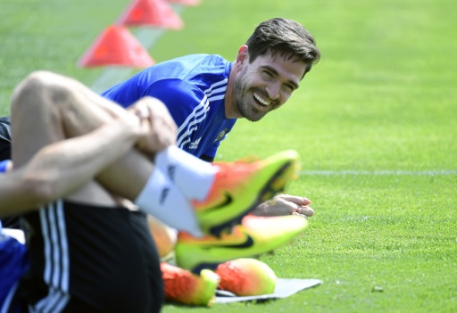 El norirlandés Kyle Lafferty entrenando con su selección en Saint George de Reneins, Francia