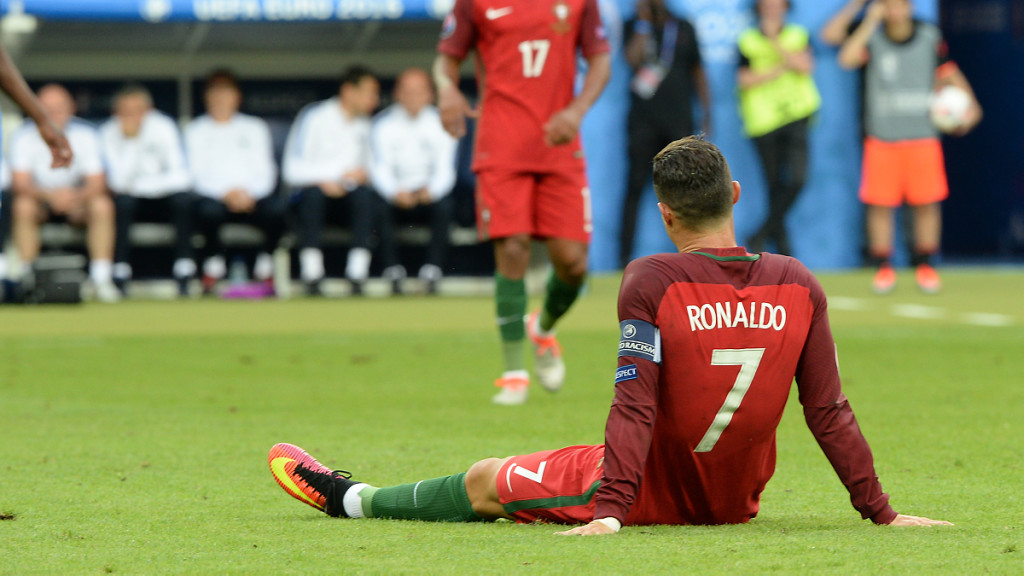 A view of the action between Portugal and France during their UEFA Euro 2016 Final