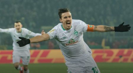 Kruse celebra con todo su pase en la Pokal frente al Dortmund. Foto SWB