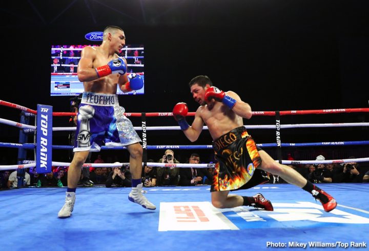 Teófimo al momento de noquear a Diego Magdaleno. Foto Top Rank
