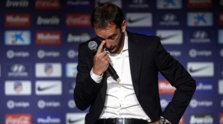 Diego Godín durante una rueda de prensa celebrada este martes 7 de mayo del 2019 en el Estadio Wanda Metropolitano de Madrid. Foto EFE