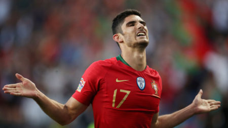 Guedes, en la final de la UEFA Nations League entre Portugal y Holanda. Foto Reuters