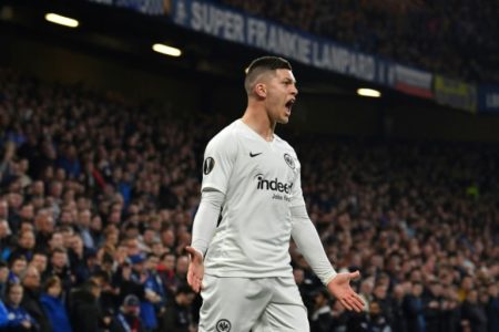 Luka Jovic, durante la vuelta de semifinales de la Europa League