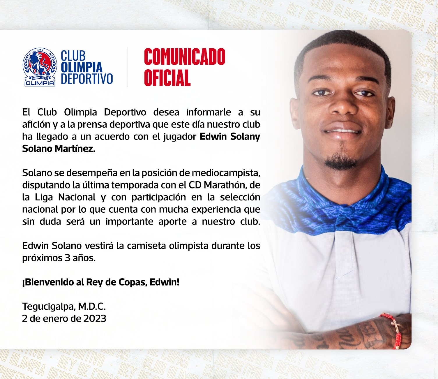 Bombazo! Edwin Solano es nuevo jugador del Olimpia