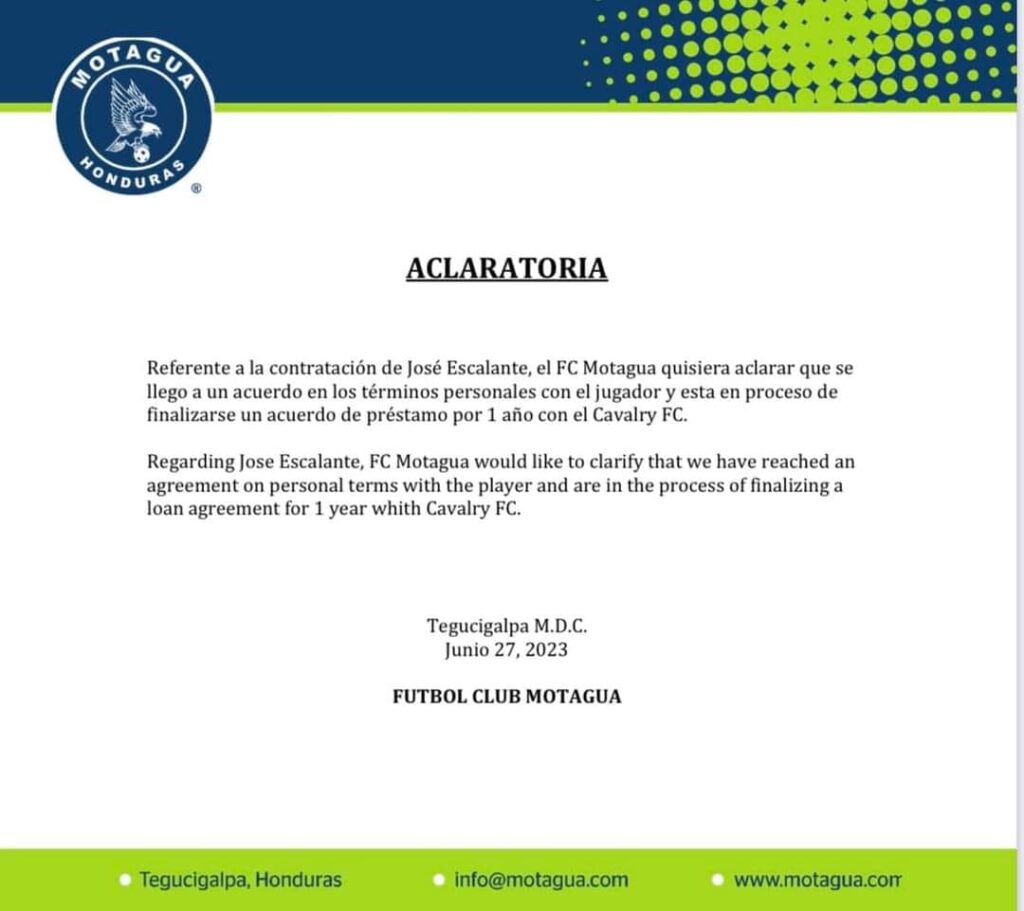 Motagua aclara situación contractual de su ultimo refuerzo Motagua aclara situación contractual de su ultimo refuerzo