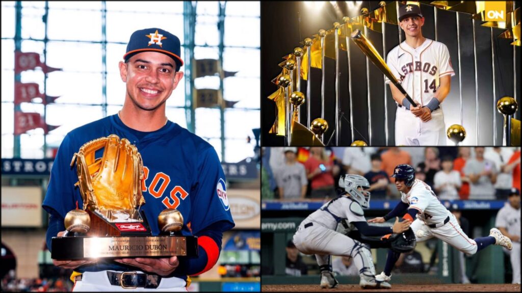 Mauricio Dubón recibe el Guante de Oro 2023 previo al juego contra Yankees