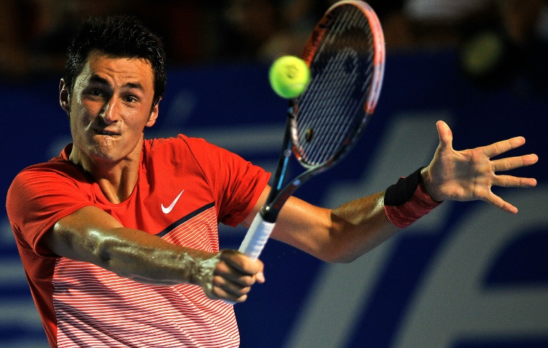 El tenista australiano Bernard Tomic durante el partido contra el austríaco Dominic Thiem en la final del Abierto Mexicano, en Acapulco, el 27 de febrero de 2016 / AFP /